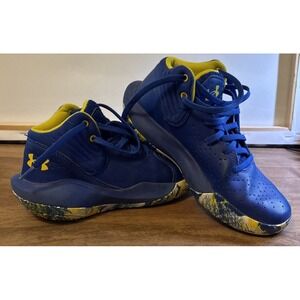 Under Armour Jet 21 Basketball Sneakers Blue Yellow Boys Youth 4.5Y Shoes